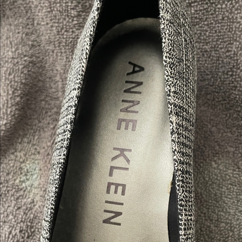 Anne Klein Black and White Tweed Slip-On Loafer - Picture 2 of 8